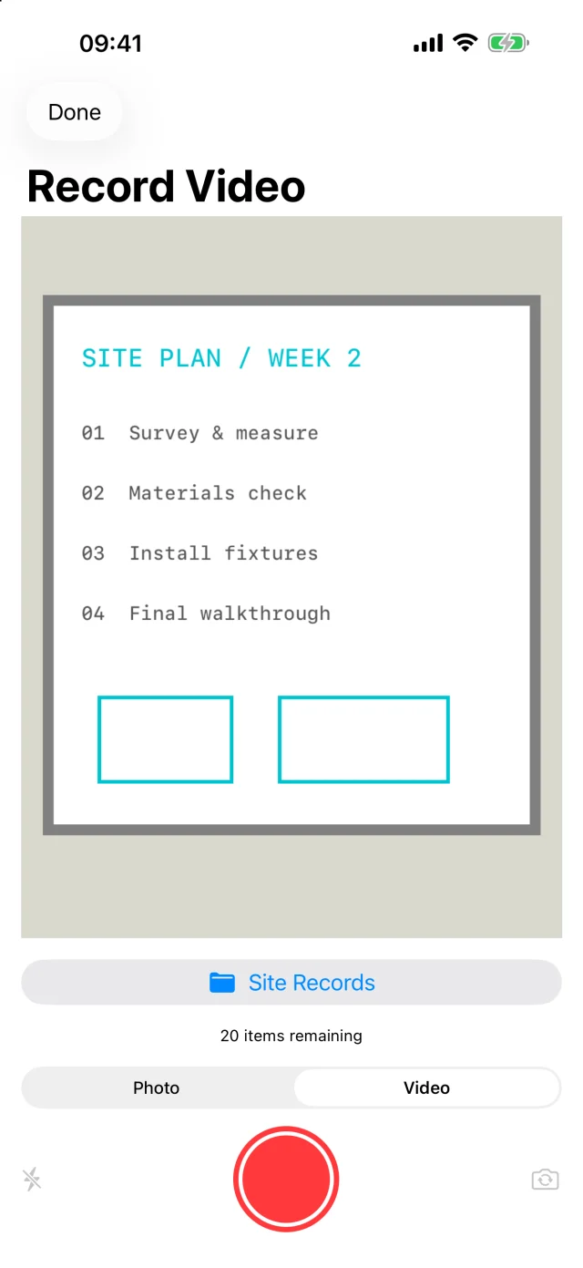 Choose, then capture: WorkRoll camera